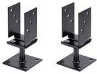 Obrázek produktu pro Alberts 2 x U-Pfostenträger, Breite 71 - 131 mm, Höhe 110 mm, verzinkt, schwarz kunststoffbeschichtet, zum Aufschrauben