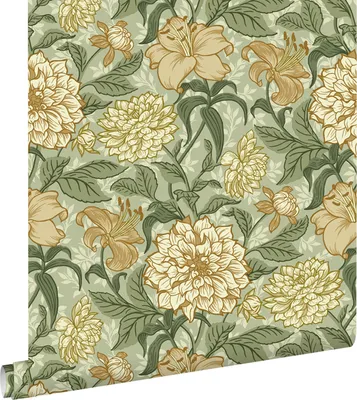 Zdjęcie produktu dla ESTAhome Tapeta zabytkowe kwiaty zielonymIochry żółtej 53 cm x 10.05 m