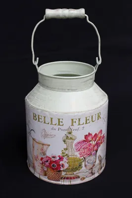 Produktbild von Milchkanne Griff Deko Metall 74507 Metallkanne Fleur Dekokanne Retro Vintage Gartendeko Pflanzen Kanne