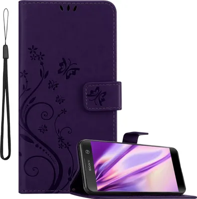 Produktbild von Cadorabo Hülle für Sony Xperia XA2 Schutz Hülle in Lila Schutzhülle Handy Hülle Etui Case Blumen Flower