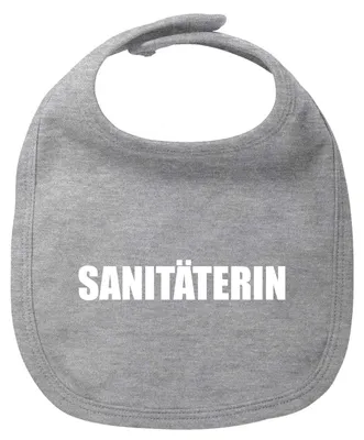 Produktbild von Huuraa Baby Lätzchen Sanitäterin Schriftzug Heather Grey Klettverschluss  Baumwolle Latz Geschenkidee
