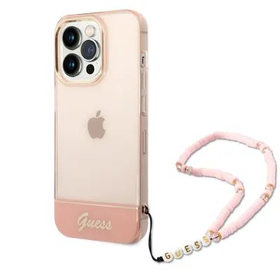 Obrázek produktu pro Guess Guhcp14Xhgcohp Iphone 14 Pro Max 6.7 Růžové/Růžové Pevné Pouzdro Translucent Pearl Strap