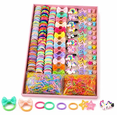 Immagine prodotto di Set di accessori per capelli da 895 pezzi, con mollette colorate, versatili, per bambine