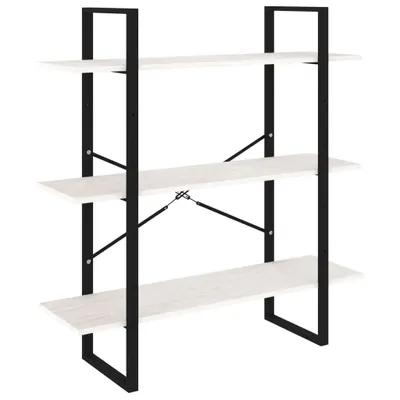 Immagine prodotto di Libreria 3 ripiani bianca 100x30x105 cm in legno di pino massiccio