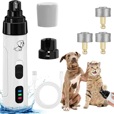 Produktbild von Krallenschere und Pfotentrimmer für Hunde, leiser Krallenschleifer für Hunde und Katzen, 2 Geschwindigkeiten, 3 Schleifaufsätze