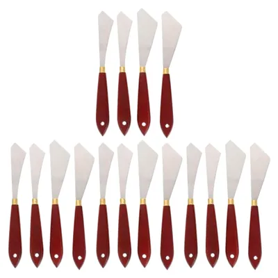 Produktbild von 16-teiliges Set Malerei-Schaber mit Holzgriff für Öl- und Acrylfarben