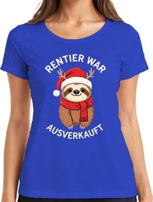 Produktbild von Rentier war t Faultier Weihnachten lustig Geschenk Damen T-Shirt, Blau, S