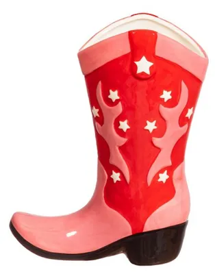 Image de Vase en dolomite en forme de bottes de cowboy, 22,5 cm, pot de fleurs décoratif