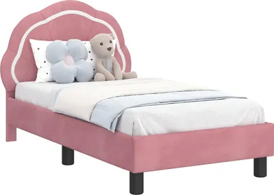 Produktbild von Kinderbettgestell mit Kopfteil Rosa 70 x 140 cm Samt