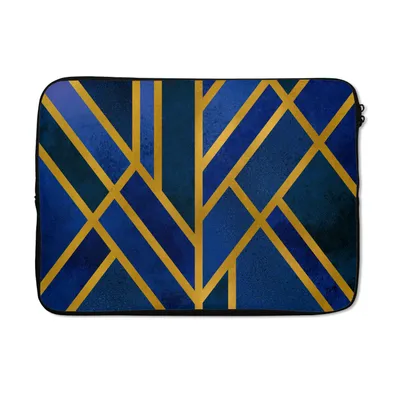 Produktbild von MuchoWow® Laptop Hülle 13 Zoll Gold - Blau - Muster Laptoptasche - Laptophülle - Sleeve - Rundumschutz