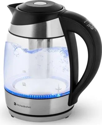 Produktbild von KitchenBrothers Wasserkocher - Elektrisch - 1,8L - Temperaturregelung - Glaswasserkocher - Warmhaltefunktion - mit Teesieb - 2200W