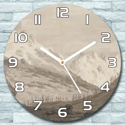 Produktbild von Wanduhr aus Glas Rund fi 30 Berglandschaft Quarz Deko Schlafzimmer Büro