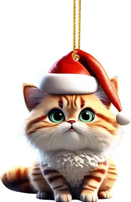 Produktbild von Weihnachtsschmuck mit Katze, 2D-Acryl, niedliche Katze, Weihnachtsbaumanhänger, Cartoon-Katze, Hängeaccessoires für Baum, Auto oder Fenster