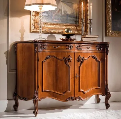 Produktbild von Casa Padrino Luxus Barock Sideboard Braun - Prunkvoller Massivholz Schrank mit 2 Türen und 2 Schubladen - Barock Möbel - Luxus Qualität -  Italy