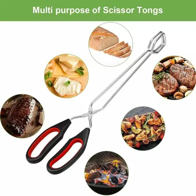 Produktbild von INF Rote Edelstahl Grill- und Servierzange 7.5 x 23.5 cm und 8 x 33 cm L