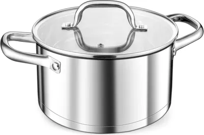 Obrázek produktu pro TEAMFAR hrnec 20cm nerezový hrnec na těstoviny indukční 3vrstvé dno 3,8l hrnec na polévku hrnec na maso skleněná poklice