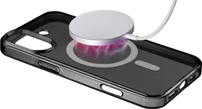 Produktbild von Cellularline Gloss Mag - iPhone 16 Schutzhülle mit Magneten zum Laden und Verbinden mit dem Ladegerät MagSafe, Cover, Apple, iPhone 16, 15,5 cm (6.1"), Schwarz