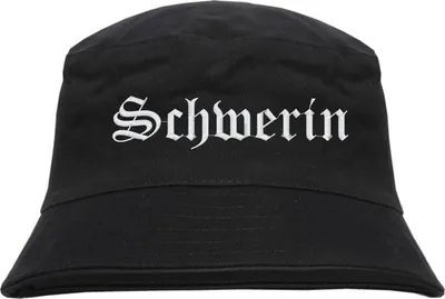 Produktbild von Schwerin Fischerhut - Altdeutsch - bestickt -  Bucket Hat Anglerhut Hut Anglerhut Hut  Schwarz S/M
