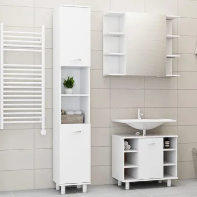 Image de vidaXL Ensemble de meubles de salle de bain 3 pièces blanc en bois composite
