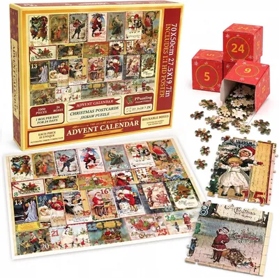 Produktbild von Adventskalender-Puzzle – 1008 Teile – 24 Weihnachtskärtchen