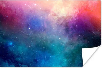 Produktbild von MuchoWow® Poster Aquarell - Sternenhimmel - Blau - Rosa 60x40 cm - Schlafzimmerdekoration