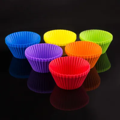 24er Set Silikon-Cupcakeförmchen, bunt, BPA-frei, hitzebeständig
