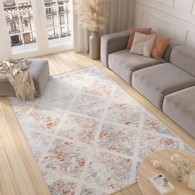 Obrázek produktu pro Tapiso koberec VALLEY Modern krátký vlas červený modrý krémový obývací pokoj 120 x 170 cm