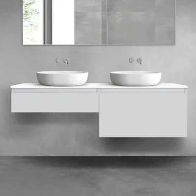 Productafbeelding van OLTENS Vernal badkamermeubelset, 3-delig, bestaande uit 2 onderkasten met lades en een consoleblad, afmetingen 160 x 25,2/48,6 cm