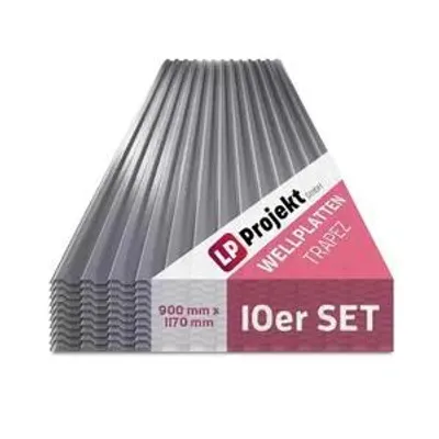 Obrázek produktu pro Trapezová vlnitá deska, šedá, 90 × 200 cm, sada 10 ks