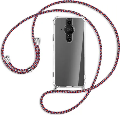 Produktbild von Handykette Backcover-Schutzhülle mit Band (Metall silberfarben) für Sony Xperia PRO-I - silber/blau/rot