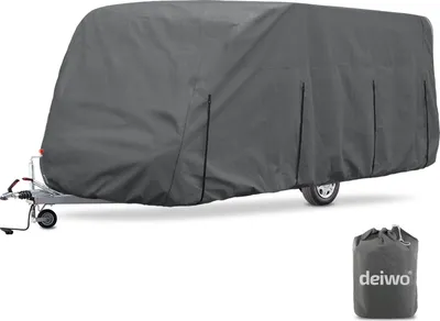 Produktbild von Deiwo Premium Wohnwagen Schutzhülle 366-427 x 250 cm (S) 4 Schicht 160 g/qm Ganzgarage Abdeckplane Caravan Cover Plane