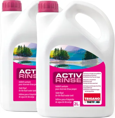 Produktbild von 2x Thetford Activ Rinse je 2L Toiletten Zusatz Sanitärflüssigkeit für den Spülbehälter Campingtoilette Frischeduft im mobilen WC