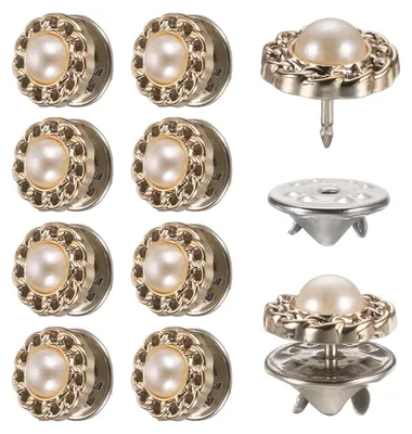 10 Perlenknöpfe 11,5 mm Broschennadeln Kleidungszubehör Weiß