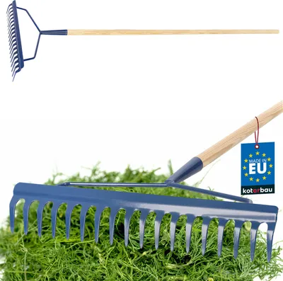 Obrázek produktu pro KOTARBAU® Zesílené kovové hrábě s dřevěnou násadou Zahradní hrábě s 18 hroty