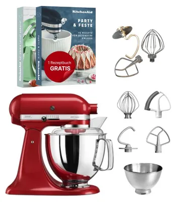 Produktbild von KitchenAid 4,8 L 5KSM175 Artisan Küchenmaschine inkl. TschimmHook Rührelemente- Set Empire Rot