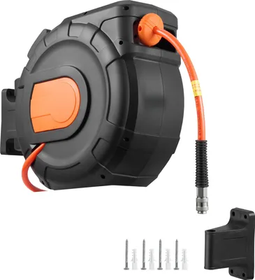 Obrázek produktu pro SucceBuy naviják na stlačený vzduch s 30 m PVC hadicí, φ9,5 mm, 20 bar, automatické navíjení, uzavřená konstrukce, 2 m připojovací kabel, 180° otočný držák na zeď a strop