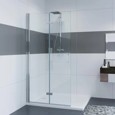Produktbild von IMPTS Duschwand 120 x 195 cm Walk in Dusche Falttür Schwingtür Duschkabine 6 mm NANO Glas Duschabtrennung ESG Echtglas Glaswand Höhe 195 cm
