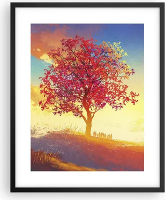 Produktbild von Gerahmtes Poster - Schwarzer Rahmen - Baum Wiese Feld - 40x50 cm - Wand Bild - Wanddeko - Wandbilder - Kunstposter - Wandposter - Bilderrahmen - Bilder - Kunstdruck - Wandbild - P2BPA40x50-3715