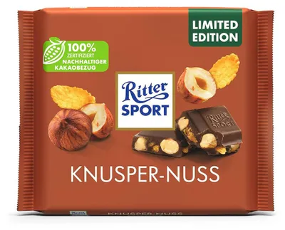 Produktbild von Ritter Sport Knusper Nuss Vollmilchschokolade ganze Haselnüssen 100g