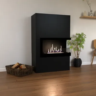 Produktbild von GLOW FIRE Ethanol Kamin 'Halden Rechts' | Ethanolofen in schwarz mit 3 Std. Brenndauer und 2 KW Heizleistung | BxHxT: 90x140x,37 cm