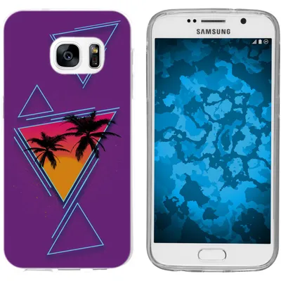 Produktbild von PhoneNatic Case kompatibel mit Samsung Galaxy S7 Silikon-Hülle Retro Wave Palmen M3