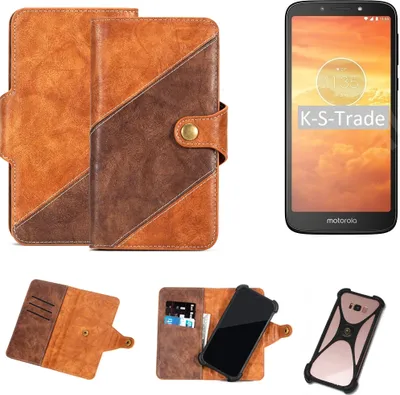 Produktbild von K-S-Trade Handy-Hülle Schutz-Hülle Bookstyle Case Wallet-Case kompatibel mit Motorola Moto E5 Dual SIM Handy Cover Bumper Kantenschutz Smartphone