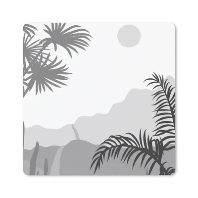 Produktbild von MuchoWow® Mauspad Mousepad Illustration - Tropisch - Schwarz - Weiß 30x30 cm - Mousepads - Maus Mat - Pad - Mausunterlage - Gaming