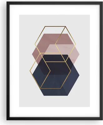 Produktbild von Gerahmtes Poster - Schwarzer Rahmen - Sechsecke Modern Gold - 40x50 cm - Wand Bild - Wanddeko - Wandbilder - Kunstposter - Wandposter - Bilderrahmen - Bilder - Kunstdruck - P2BPA40x50-4691