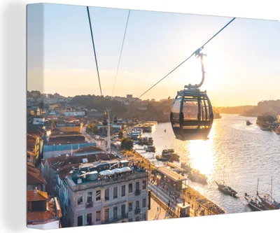 Produktbild von OneMillionCanvasses® - Leinwandbilder - 140x90 cm, Seilbahn in Portugal, Wandbilder Kunstdruck Wanddekoration