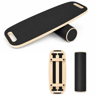 Produktbild von Balance Board Holz,verstellbares Gleichgewichtsbrett mit rutschfester Oberfläche,Balance Trainer für Yoga,Core-Training, Skateboard & Snowboard,150kg