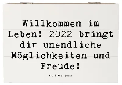 Produktbild von Mr. & Mrs. Panda Geschenkbox Spruch 2022 Geburtstag Freude 22 x 15 cm - Weiß - Geschenk, einzigartiger, Alter, unvergesslicher, Geburtstagsgeschenk, Inspiration, Kiste