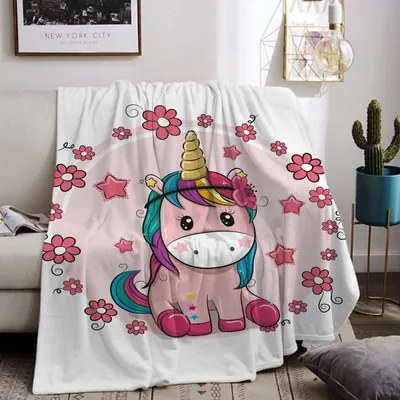 Obrázek produktu pro Svítící plyšová deka s motivem jednorožce pro děti, rozměry 150 x 200 cm