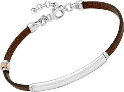 Produktbild von Braunes Unique Armband aus Leder mit 925 Silberplatte LB0350