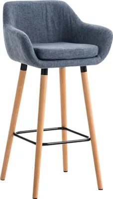 Produktbild von TPFLiving Barhocker Grande Gestell Holz Stoff Blau